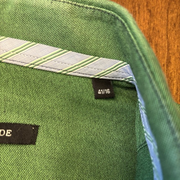 Hammer Made Dress Shirt Mens 41/16 Green Button Up Flip Cuff Long Sleeve - Picture 6 of 8